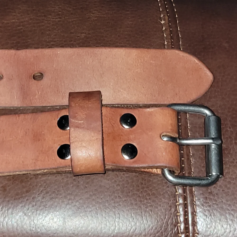 Medium Classic Brown Leather Belt with Silver Buckle